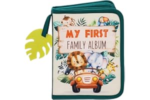 Urban Kiddy™ Baby's My First Family Album | Soft Photo Cloth Book Gift Set for Newborn Toddler & Kids (Safari)