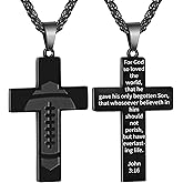 GLITTO Valentines Day Gifts for Him - Football Cross Necklace for Kids Men Teen Boys Boyfriend Husband, Inspirational Bible Verse Religious Christian Gift