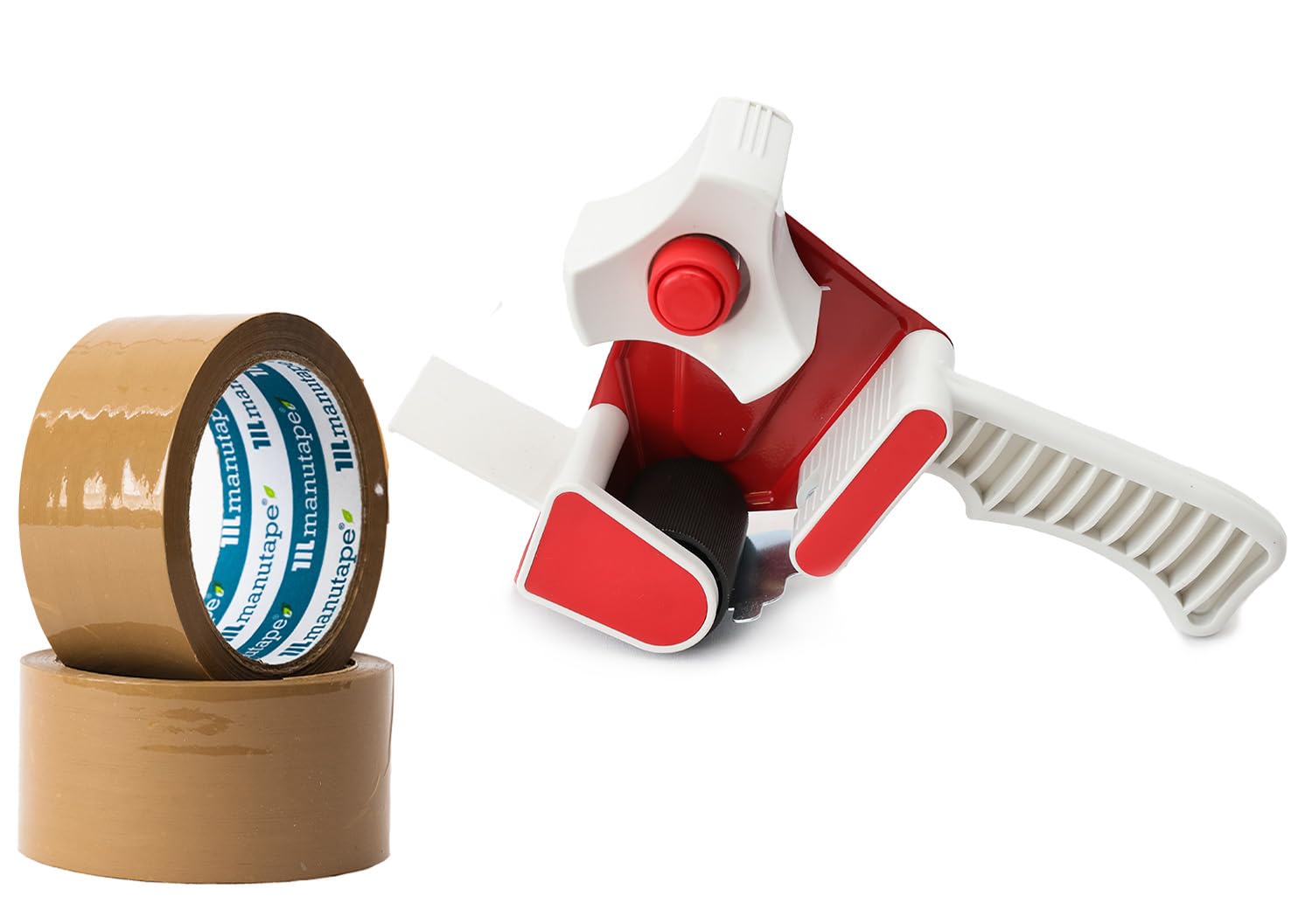 Heavy Duty Tape Gun Dispenser Robust Handheld Parcel Tape Seal Packaging Tape up to 50mm (Tape Gun Dispenser + 2 Tapes)