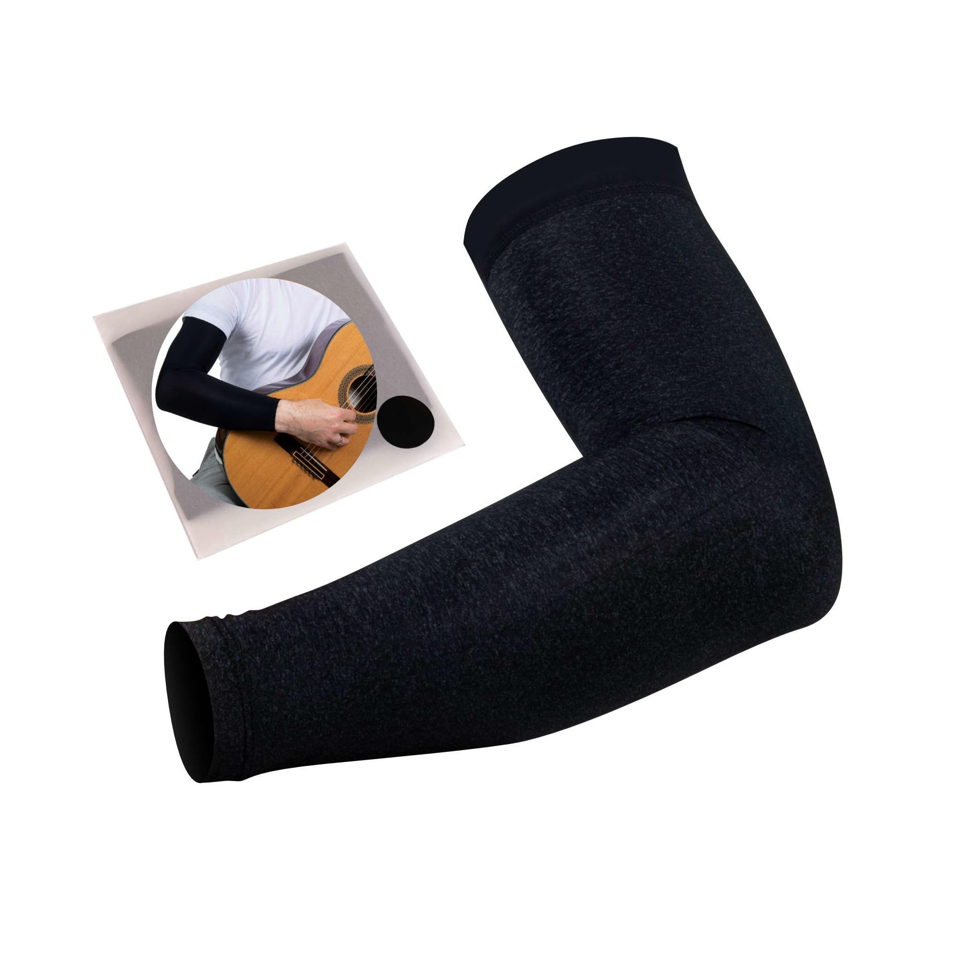 Black arm Sleeve for Guitarists, Long Classical Guitar Sleeve for arms, Electric Guitar arm Sleeve, arm Sleeve for Classical Guitar Players and for Flamenco Guitar Players, Size Small/Medium