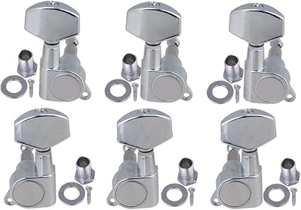 Amazon Yibuy クローム アコースティックギターのチューニングペグ チューナーマシンペグ 3l3r クローム仕上げ アコースティックギターパーツ 楽器