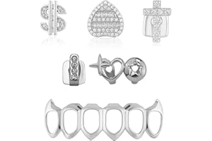 ILIEMOC Gold Grillz Teeth, Costume & Silver Grillz for Teeth, Single Tooth Grillz, Fake Gold Grill, Bottom Grillz for Men & Women, Mouth Grills, Teeth Jewelry Accessories