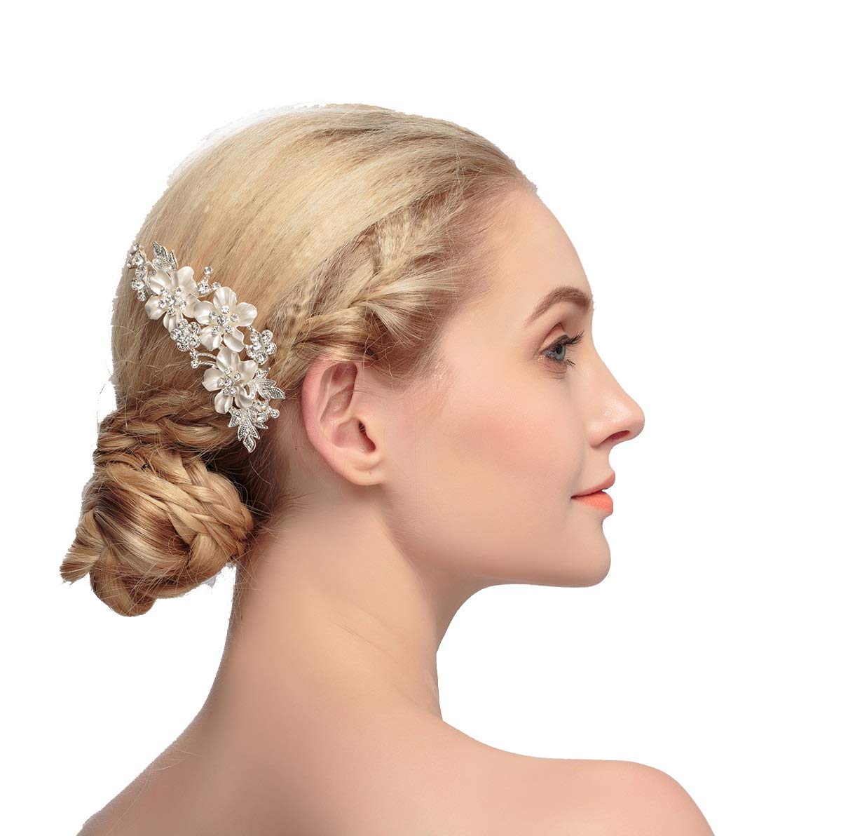 Mor Chen Tay Silver 02 Wedding Hair Comb Silver Crystal Vintage