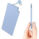 Auskang USB-C Portable Charger with Built in Cable-5000mAh Slim Power Bank Compatible with iPhone17 16 15 Series/Samsung/Google Pixel/Android Phones etc/Thin Battery Pack for Travel
