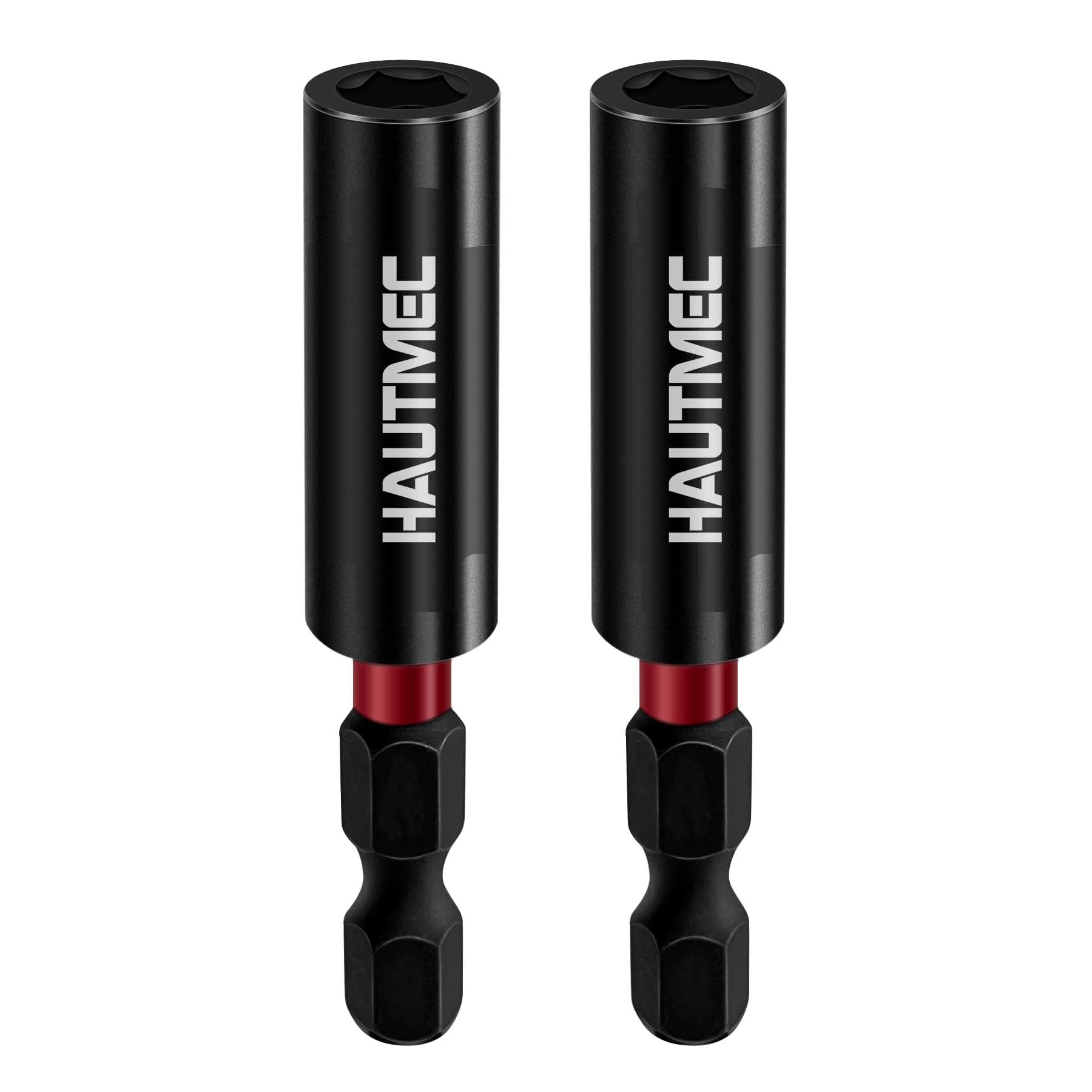 HAUTMEC 2PCS Magnetic Impact Bit Holder, Universal 1/4" Hex Shank Drill Extension, Durable Chrome Vanadium Steel, Quick-Change Screwdriver Bit Adapter, HT0163-SH