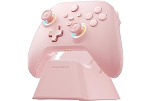 Machenike G3V2 Bluetooth Controller for Pc/Switch/Ios/Android, Hall Effect Joysticks, RGB Lighting Gaming Controller,2 Programmable Buttons,1000mah Battery With Charging Station, Pink