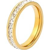 JINHUI Eternity Stacking Dainty Rings for Women, 18K Gold Plated CZ Simulated Diamond Thin Band Rings for Women Engagement Wedding Casual Vintage Elegant