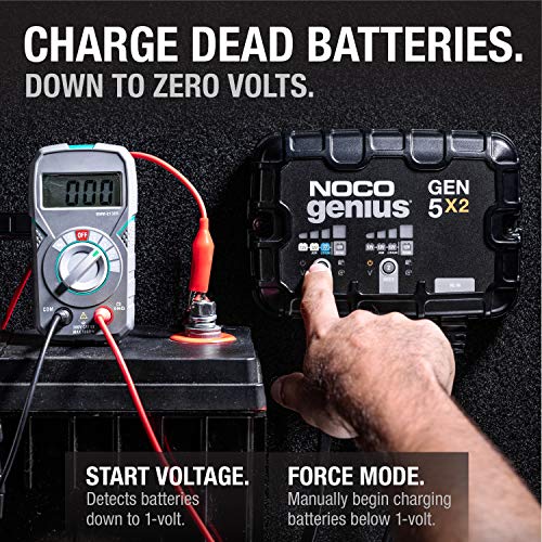 NOCO Genius GEN5X2, 2Bank, 10A (5A/Bank) Smart Marine Battery Charger