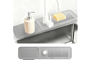 WDRSWZZ 24 Inch Longer Faucet Mat,kitchen sink splash guard-Kitchen Sink Faucet Mat Splash Guard Kitchen Sink Area Water Splash Guard Behind Faucet Draining Mat,stone drying mat for kitchen counter (Gray)