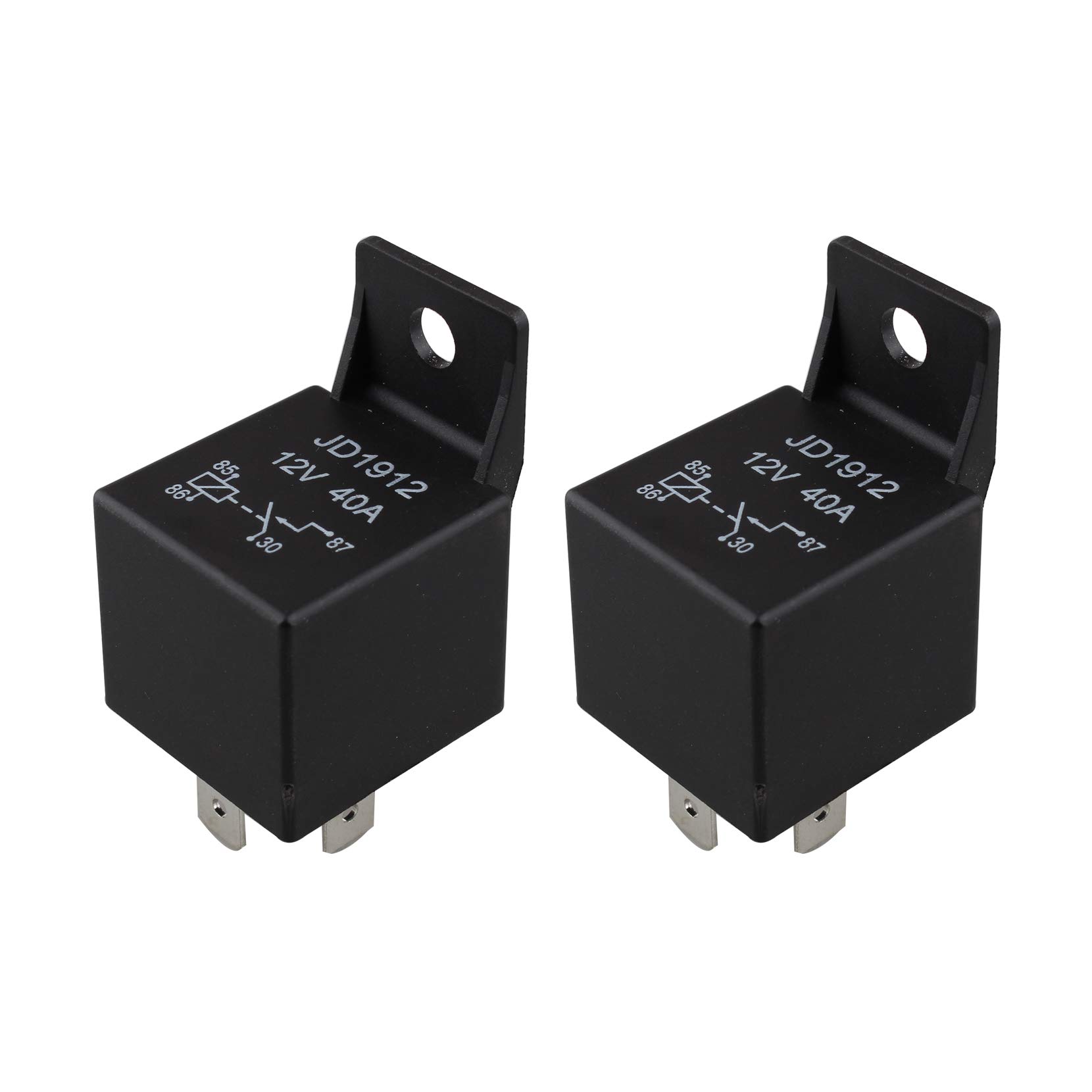 Futheda 2Pcs Standard Car Relay 4 Pin 12V 40A JD1912 SPST Car Heavy Duty Auto Switches & Starters Compatible with Automotive Truck Van Motorcycle Boat