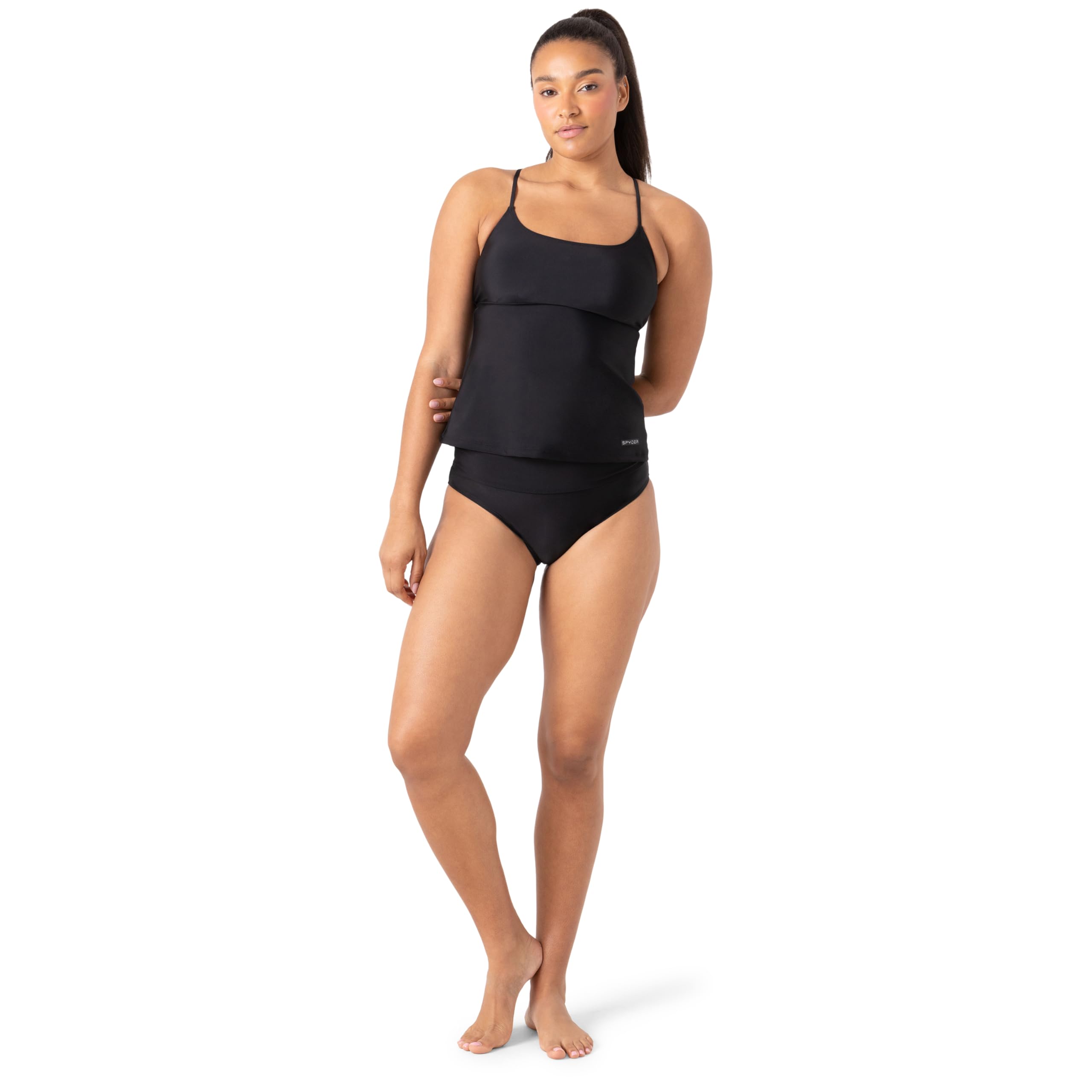 Spyder Women’s 2-PC Bikini Swimsuit Set – UPF +, Quick Dry, Tummy Control, Tankini Bathing Suits, Jet, Medium