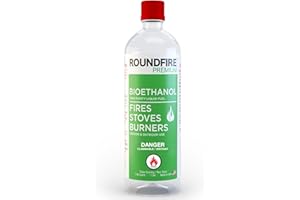 ROUNDFIRE Premium Tabletop Fireplace Fuel - 1 Liter Ethanol for Fire Pits and Table Top Fireplaces