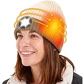 Heated Hat with Led Light, Knit Heated Beanie with 5V 4000mAH Rechargeable Battery Gifts for Men and Women