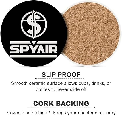 Amazon スパイエアー Spyair ロゴ セラミック コースター 吸水カップマット 保護コルク裏面 6個セット おしゃれ 贈り物 コースター オンライン通販