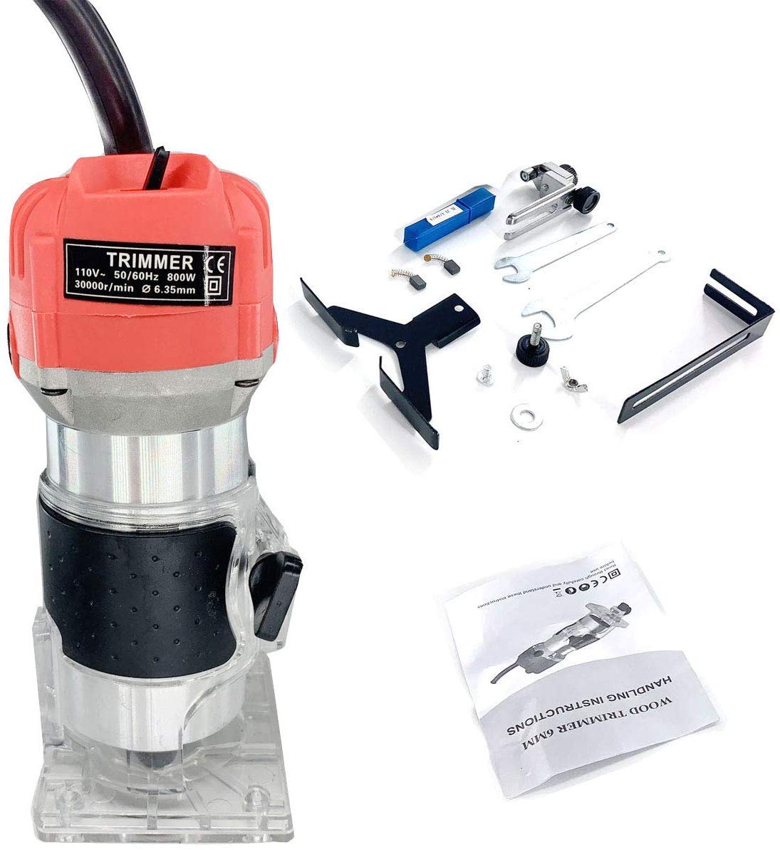 HOTSTORE Palm Router, Laminate Trimmer Wood Router Joiner Tool Device 30000RPM 1/4'' 800W