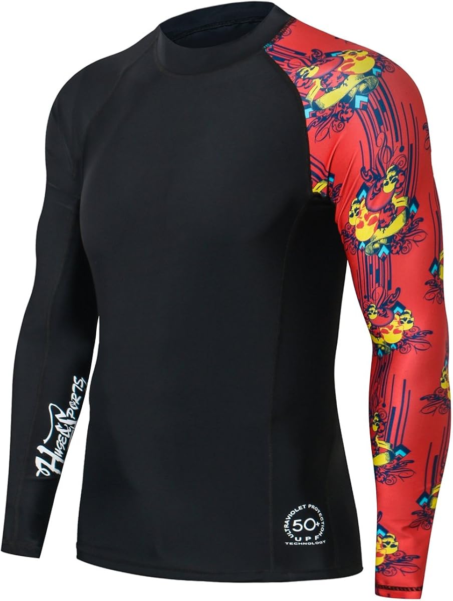 HUGE SPORTS Men's Splice UV Sun Protection UPF 50+ Skins Rash Guard Long Sleeves: Clothing