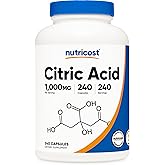 Nutricost Citric Acid 1000mg (1 gram), 240 Capsules - Gluten Free, Non-GMO