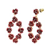 U7 Red Rose Garden Flower Piercing Jewelry 18K Gold