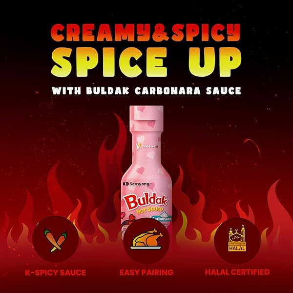 SAMYANG BULDAK CARBONARA HOT CHICKEN SAUCE – CREAMY SPICY ROASTED FLAVOR AUTHENTIC KOREAN CONDIMENT FOR RAMEN, RICE, AND DIPPING, 7 OZ (PACK OF 1)