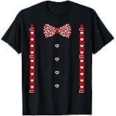 Red Hearts Bow Tie Suspenders Valentine's Day Costume T-Shirt T-Shirt