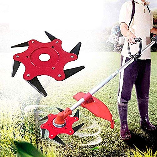 Womdee Trimmer Head Cutter,Grass Steel Blades Razors,Trimmer Head 6 Steel Blades Razors,65Mn Trimmer Head Cutter for Mower Grass, Brush Cutter Head for String Trimmer (Red)