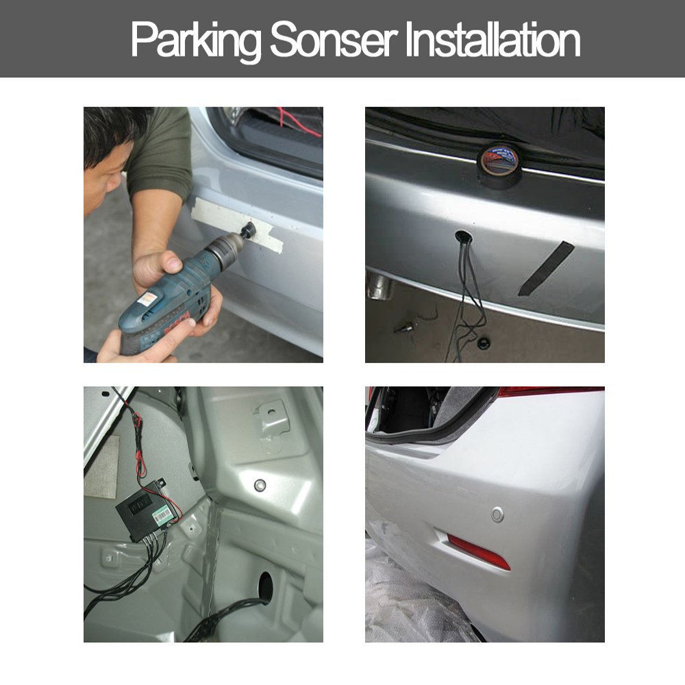 Big Hippo Car Reverse Sensor Kit With 4 Sensors Rear Car Parking Sensor Black