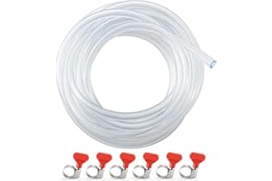 15 Feet- Hilangsan Kegerator Beer Line Tubing 3/16 Beer Line Food Safe Vinyl PVC Tubing Beer Keg Lines Replacement Thick Walled Kegerator Lines Replacement Kit Beer Dispensing Line Hose Clamps