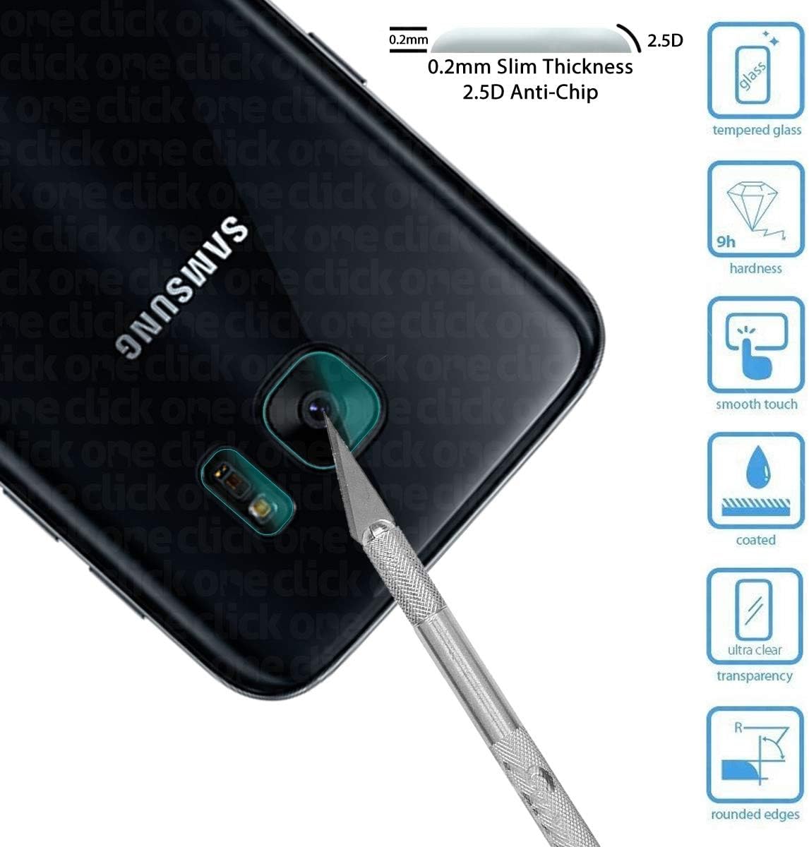 One Click Components 9H Tempered Glass Camera Lens & Flash Protector For Samsung Galaxy S7 / S7 Edge
