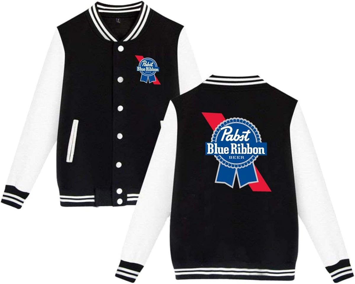 Pabst Blue Ribbon Beer Unisex Varsity Baseball Jacket Sports Uniform Jacket Coat At Amazon Men S Clothing Store