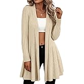 Long Draped Ribbed Peplum Cardigans for Women 2025, Open Front Long Sleeve Knit Sweater, Fall Sweaters for Women Trendy