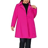 Agnes Orinda Plus Size Peacoat for Women Winter Notched Lapel Single Breasted Elegant Long Trench Coats Jacket