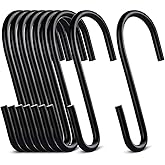 Rivexy 20-Pack Black S Hooks for Hanging 2.4 Inch – Small S Hooks Carbon Steel Hangers for Jeans, Kitchen Pots & Plant Hanging – Lightweight 0.88 Inch Opening Holder for Wire Shelving, Towel & Purse