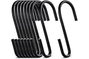 Rivexy 10 Pack 2.4″ Black S Hooks for Hanging Heavy Duty, Jean Hooks for Closet, S Hooks for Hanging Plants & Pots, S Shaped Hook, S Hook for Closet, Utensils, Pots & Pans, Clothes, Bags, Towels