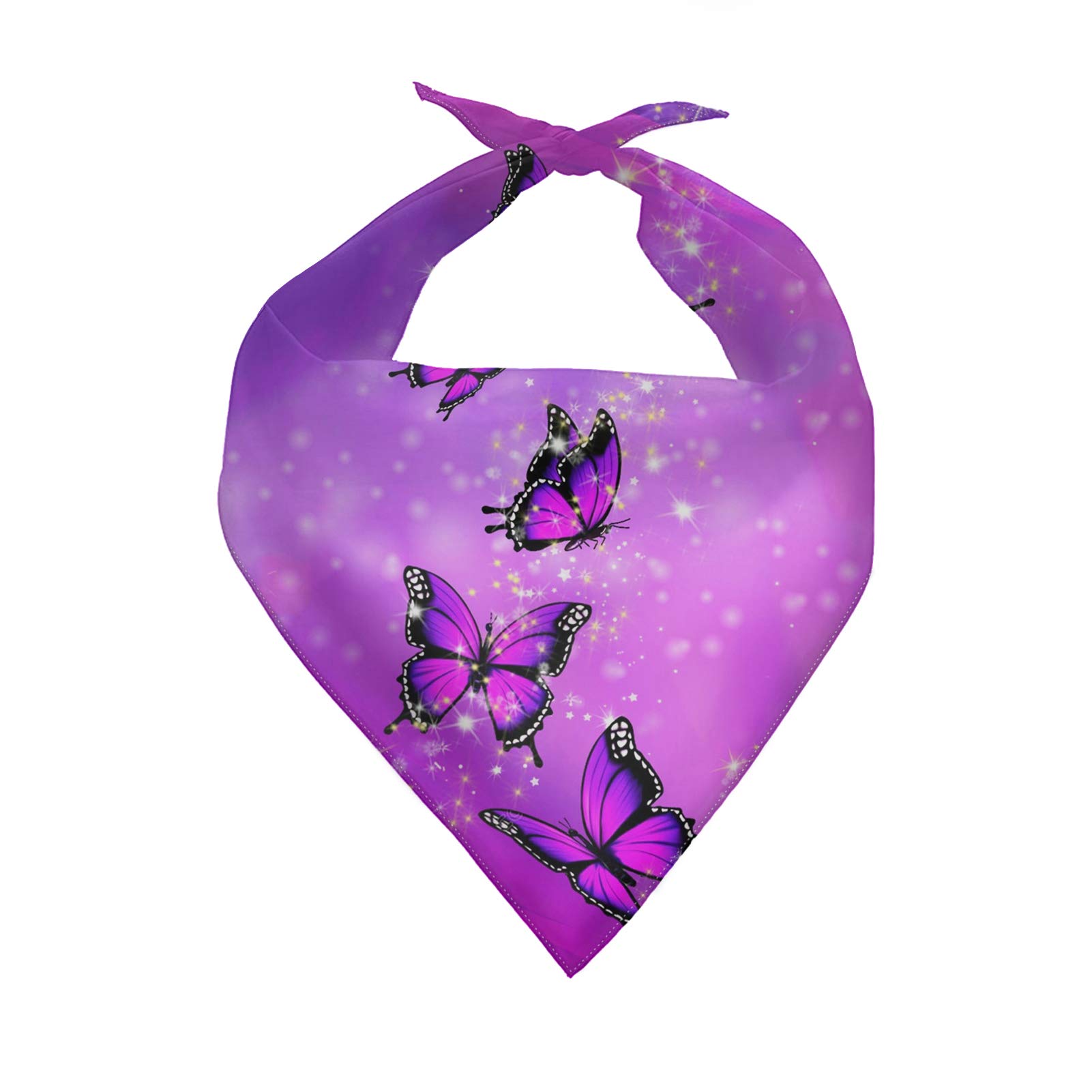 COEQINE Pets Scarves Purple Butterfly Print Bandanas Dog Bibs Scarf for Pet,Washable Triangle Handkerchief Adjustable Neckerchief Accessories for Small Medium Large Dogs