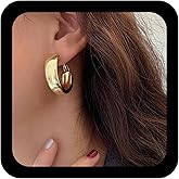Erimberate Punk Hollow Circle Stud Earrings Gold Wide Hoop Earrings Chunky C Shape Hoop Earrings Thick Open Circle Earrings Jewelry for Women