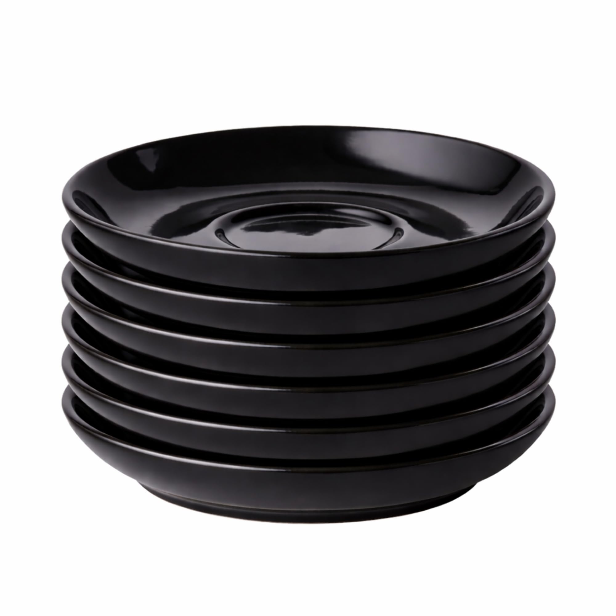 Utopia Titan Black Coupe Saucer 14cm (5.5 Inch) Pack of 6, Durable Hotelware Coffee & Tea Saucers, Microwave & Dishwasher Safe, Resists Metal Marking