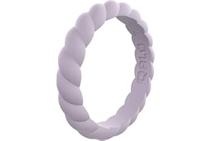 QALO Women's Rubber Silicone Ring, Stackable Twist Rubber Wedding Band, Breathable, Durable Engagement Silicone Ring, 3.3mm Wide 2mm Thick, Multi Colors