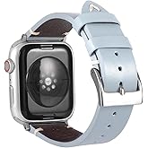 Rugged Genuine Leather Bands Compatible with Apple Watch 49mm 46mm 44mm 45mm 42mm 41mm 40mm 38mm for Women Men, Durable Wide Watch Replacement Straps for iWatch Ultra SE 11 10 9 8 7 6 5 4 3 2 1