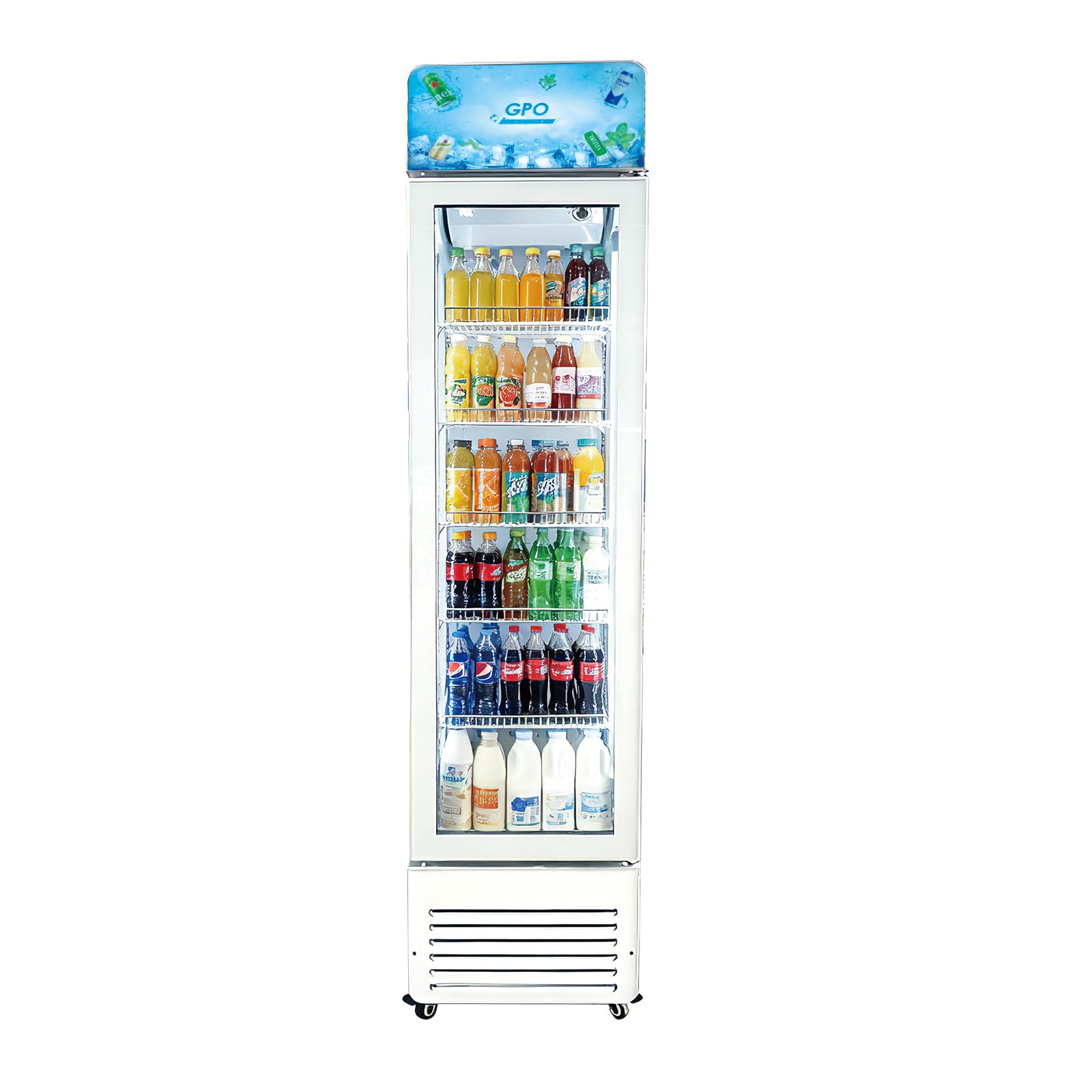 Photo 1 of ***FACTORY SEALED***GPOASRI Beverage Refrigerator, 5.5 cuft Slim Upright Commercial Display Cooler with LED Lighting&U shape canopy&Glass Door Merchandiser Cooler, ETL, for Apartment, Shop, Restaurant
