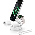 Belkin MagSafe Charger Compatible, 3-in-1 Qi2 Wireless Charging Station 15W, Convertible Wireless Charger for iPhone 17, Appl