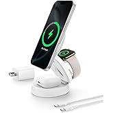 Belkin MagSafe Charger Compatible, 3-in-1 Qi2 Wireless Charging Station 15W, Convertible Wireless Charger for iPhone 17, Appl