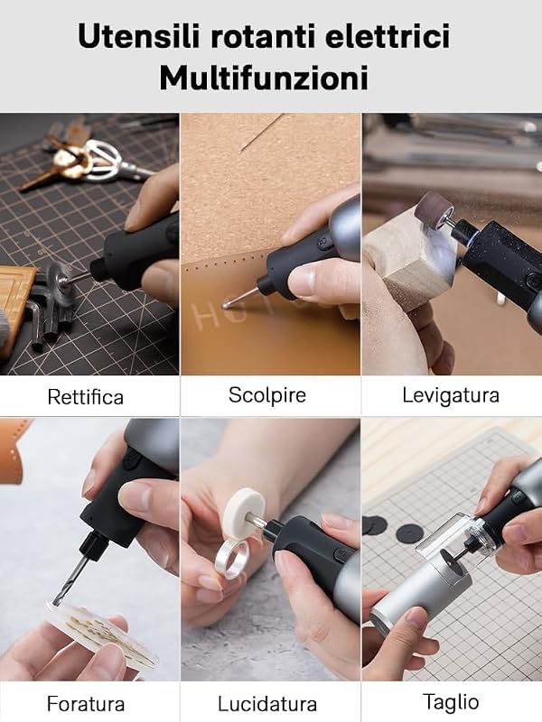 Utensile Multifunzione Rotativo Senza Fili, 5 Velocità 5000-25000 RPM