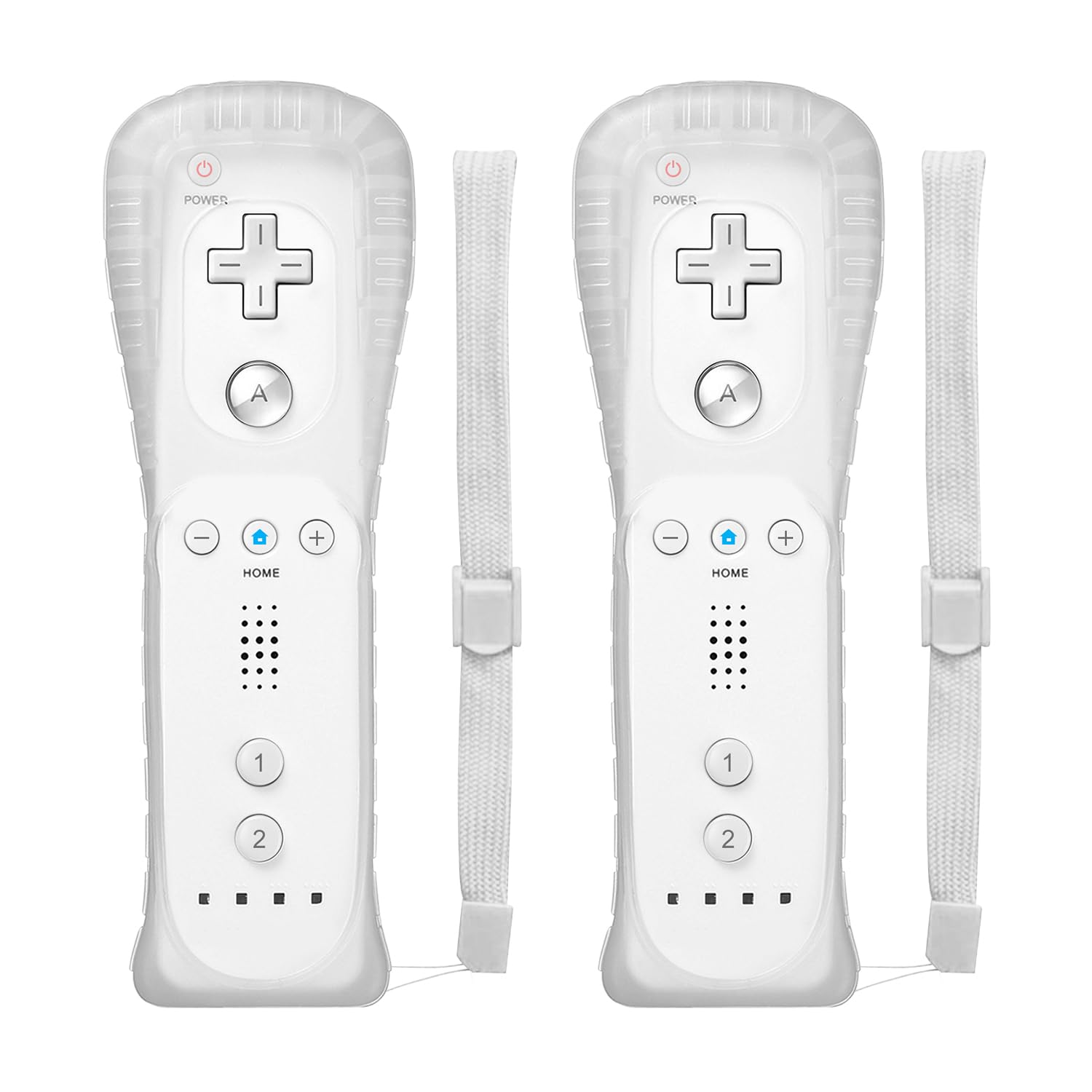 ADHJIE Wii Remote Controller, 2 Packs Wireless Controller Compatible with Wii/Wii U with Wrist Strap & Silicone Case, White