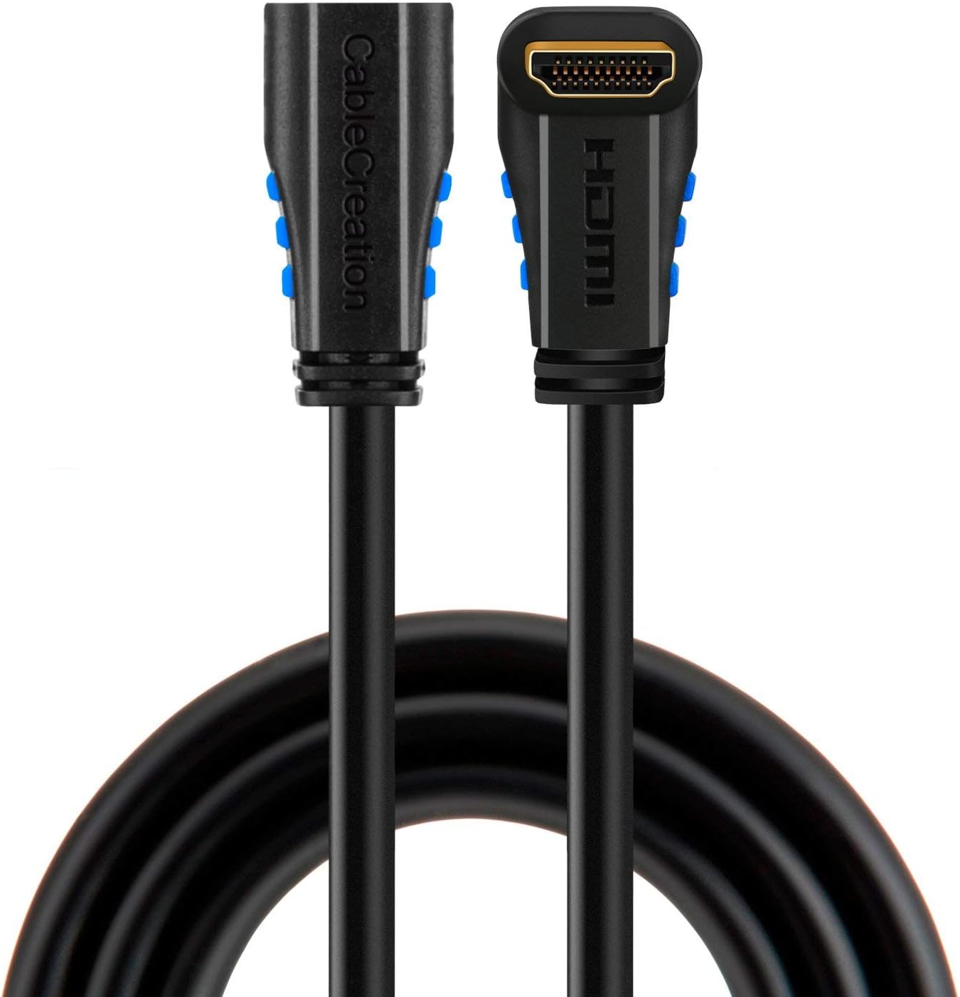 1.5 Feet Upward Angle HDMI 2.0 Male to Female Cable Black 4K Ultra HD