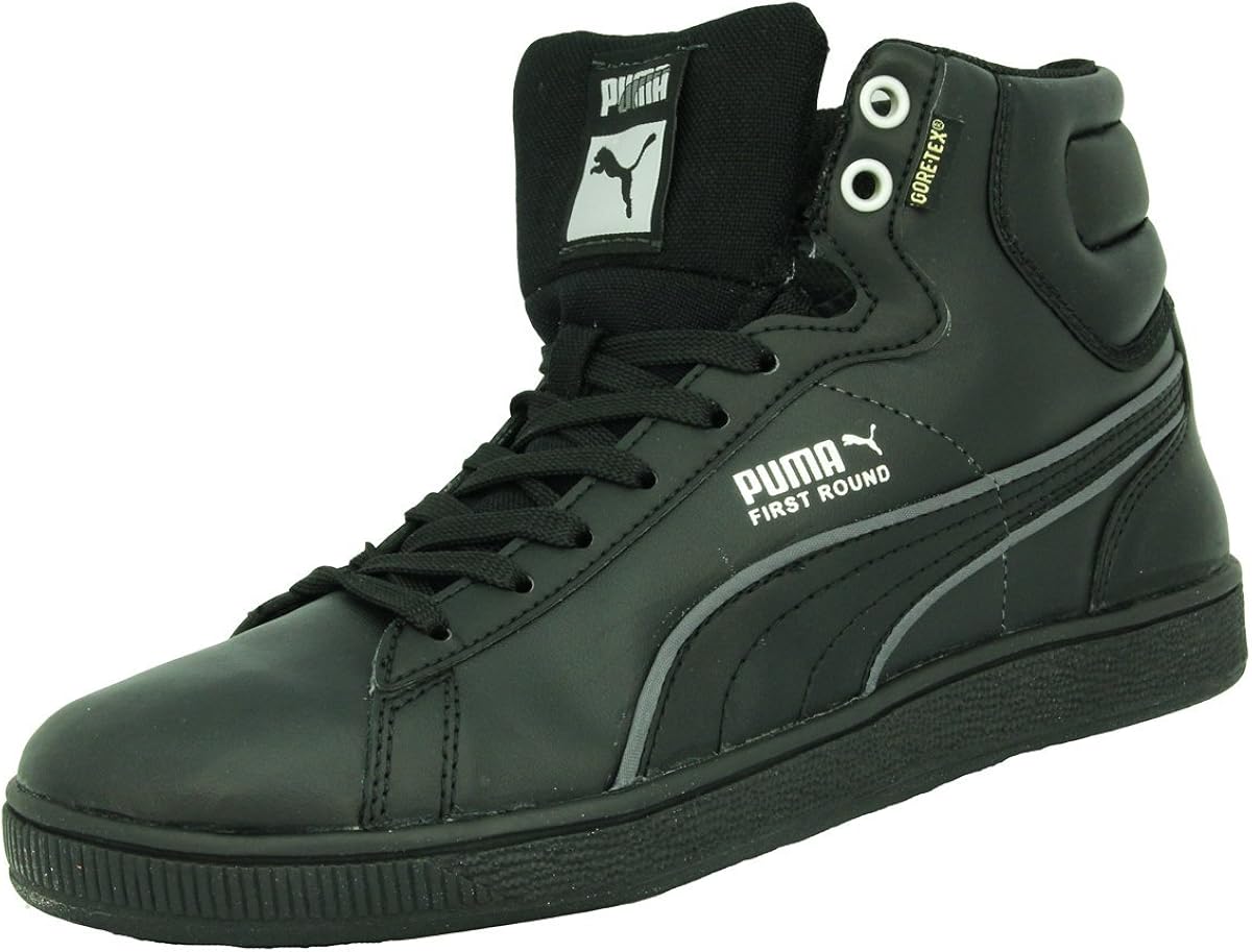 Puma FIRST ROUND L GORE-TEX Black Leather Unisex Sneakers Shoes: Amazon ...