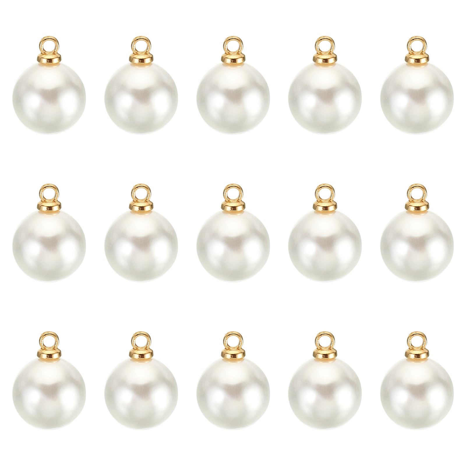 PATIKIL Pearl Charm, 150Pcs Pearl Beads Faux Pearl Pendant Charm Beautiful Designer DIY for Making s s Wedding Crafts, (10mm), Gold White