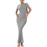 Buauty Women Bodycon Dresses Ribbed Maxi Dresses Basic Summer Casual Long Dress Black Wedding Guest Dress Formal Party