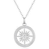 GAVU Compass Necklace for Women, 925 Sterling Silver Diamond Compass Necklace for Women