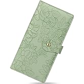 GAEKEAO Womens Wallet Slim Thin RFID Blocking Ladies Card Holder Floral Vegan Leather Long Bifold Clutch with Zipper Pocket
