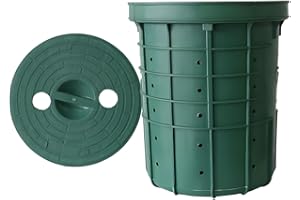 Perforated Sump Pump Basin with Lid (13x11x15 Inch) - Heavy Duty PP Sump Basin with 40 Drainage Holes for Crawl Space, Baseme